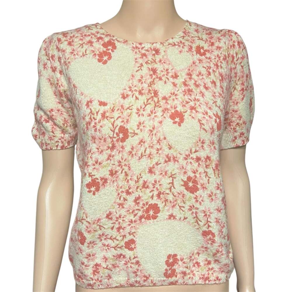 LC Lauren Conrad Floral Print Short Sleeve Knit Sweater